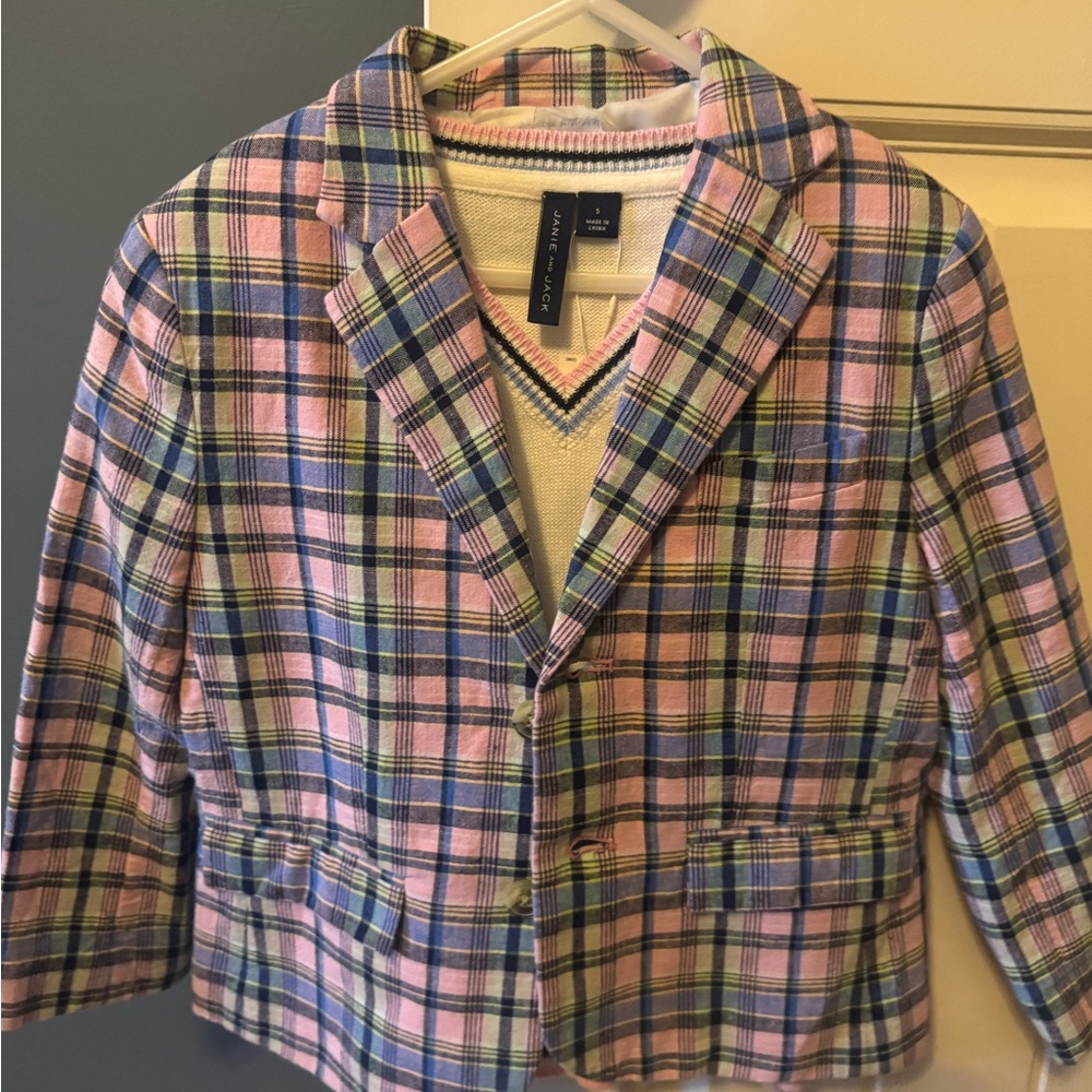 Janie and Jack Pink and Blue Plaid Kids Matching Set